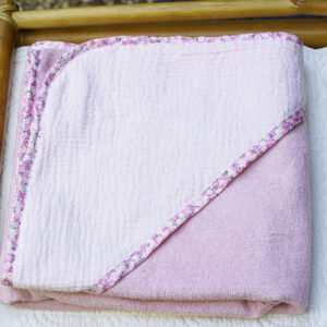 Cape de bain douceur bambou rose poudré – Image 3