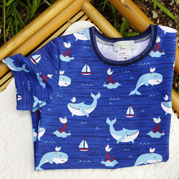 Tee-shirt enfant baleine, bleu