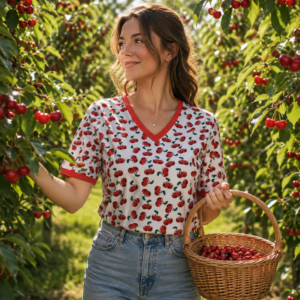 Tee-shirt femme cerises